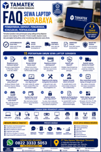 Read more about the article FAQ Sewa Laptop Surabaya: Pembayaran, Deposit, Pengiriman, Kerusakan, Perpanjangan | Tamatek