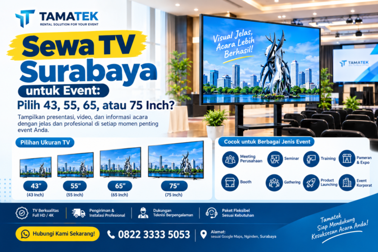 Read more about the article Sewa TV Surabaya untuk Event: Pilih 43, 55, 65, atau 75 Inch?